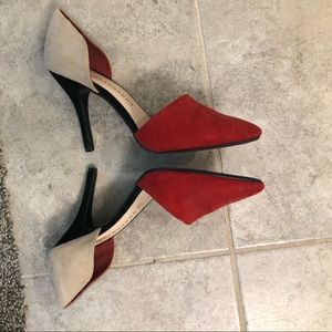 Red and beige and black heels